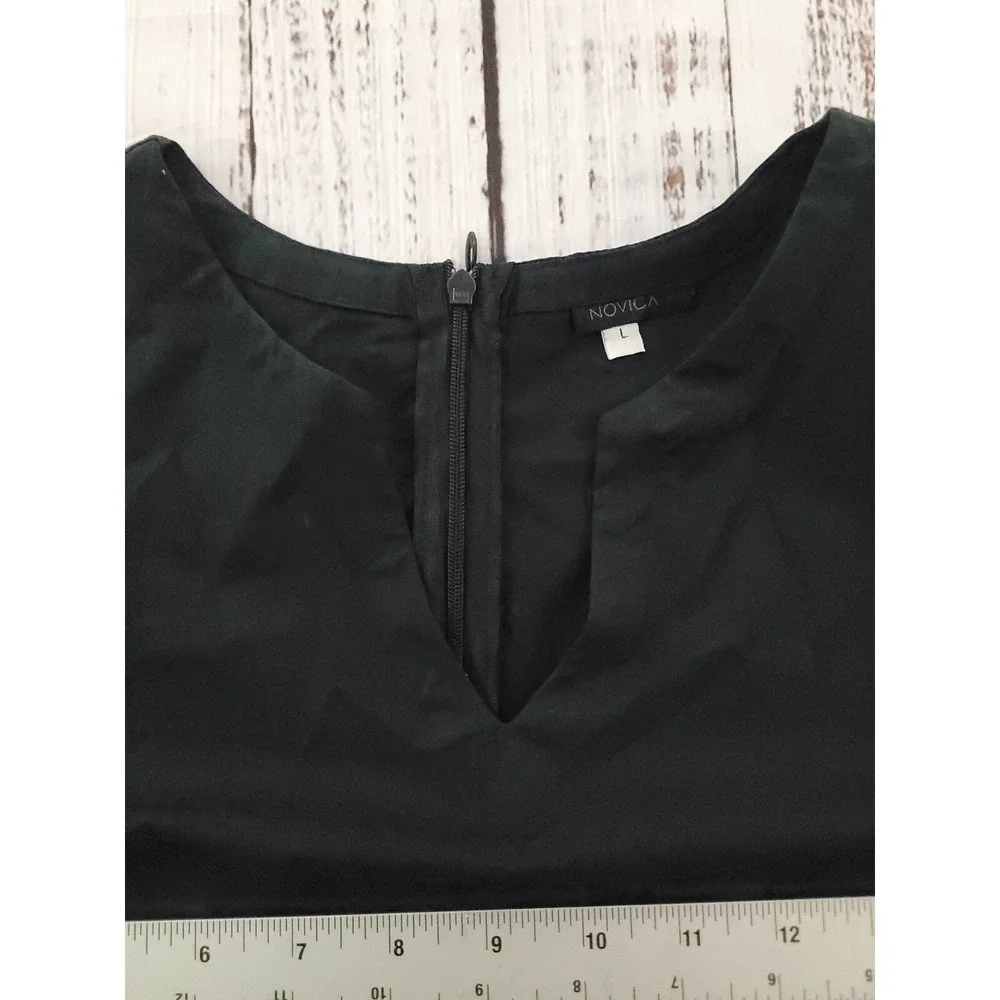 Novica Black Sleeveless Cotton Dress Women's L - Picture 6 of 11
